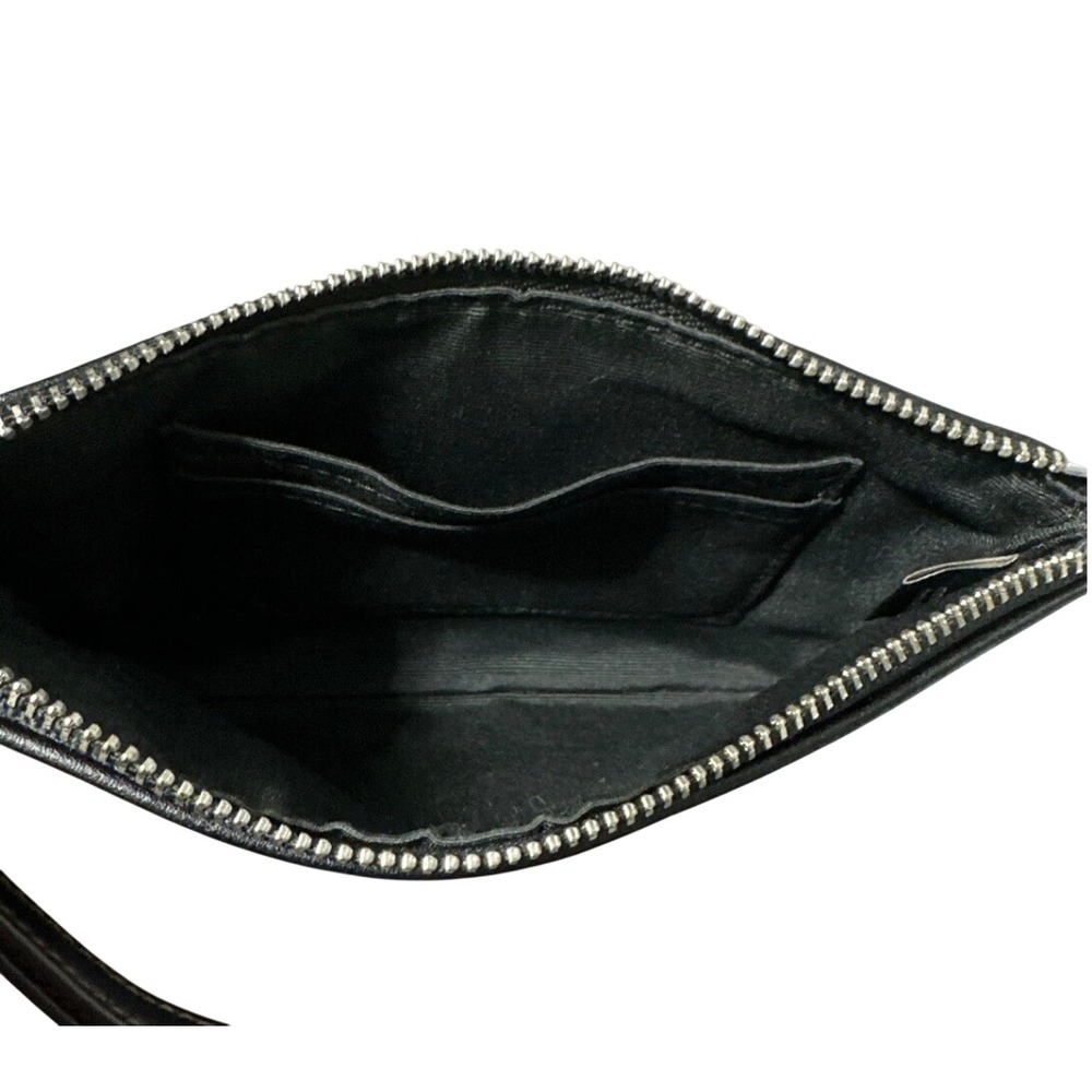 Coach Small Wristlet Brown Black Woven Jacquard Gold Logo Zip Top Clutch - Picture 6 of 6